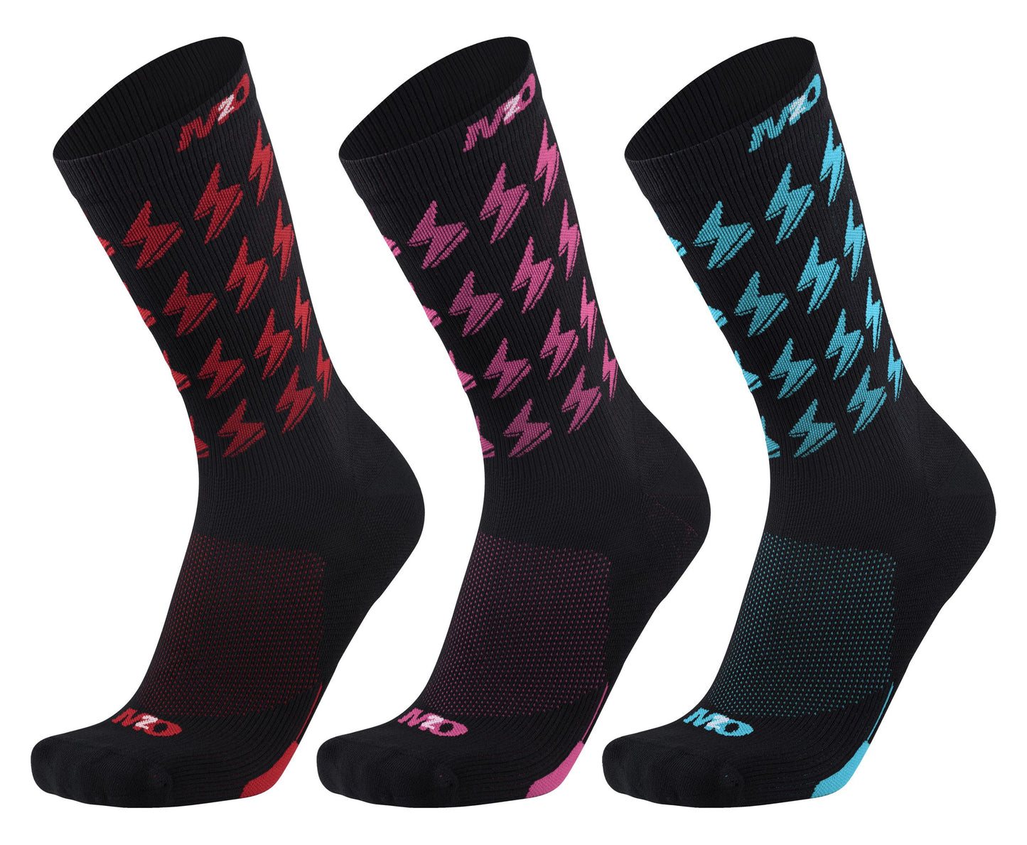 M2O Industries The Bolt Crew Plus Compression Socks Black/Red / Large