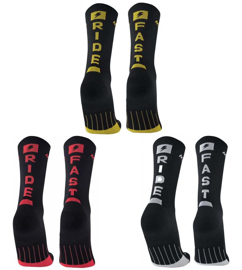 M2O Industries Ride Fast Crew Plus Compression Socks Black/White / Large