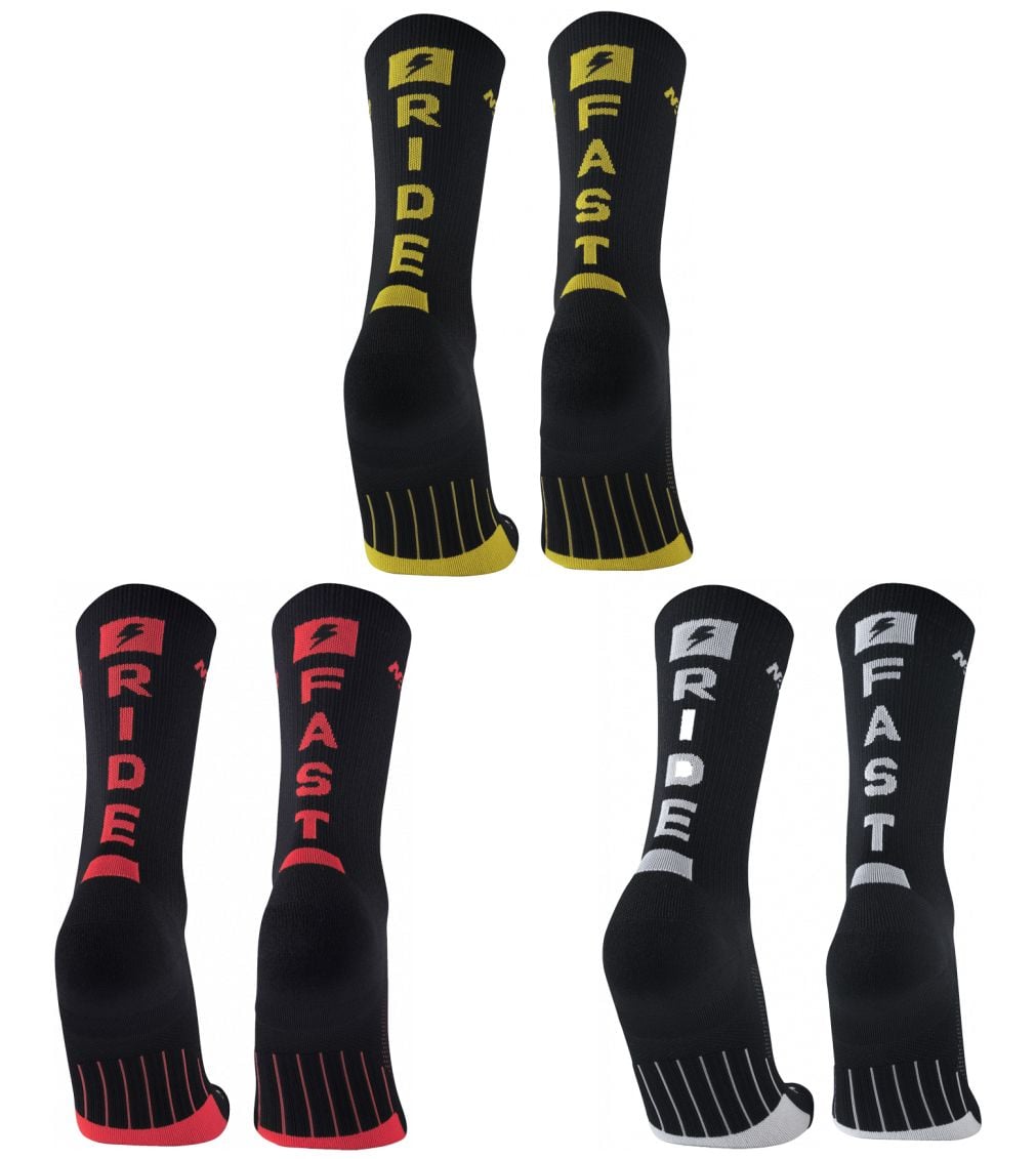 M2O Industries Ride Fast Crew Plus Compression Socks Black/White / X-Large