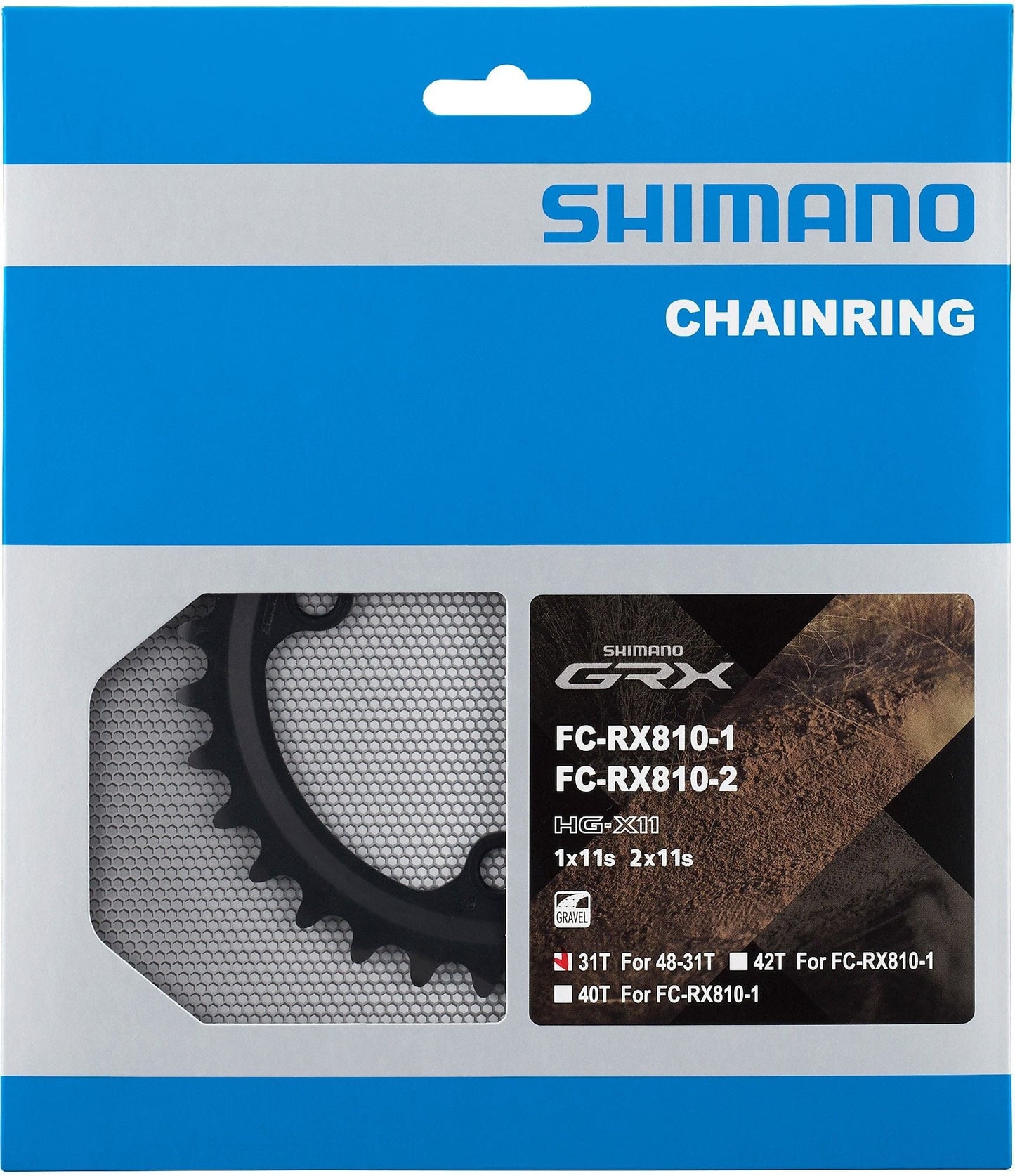 Shimano GRX FC-RX810-2 GRX 11 speed double inner chainring 31T-ND, for 48-