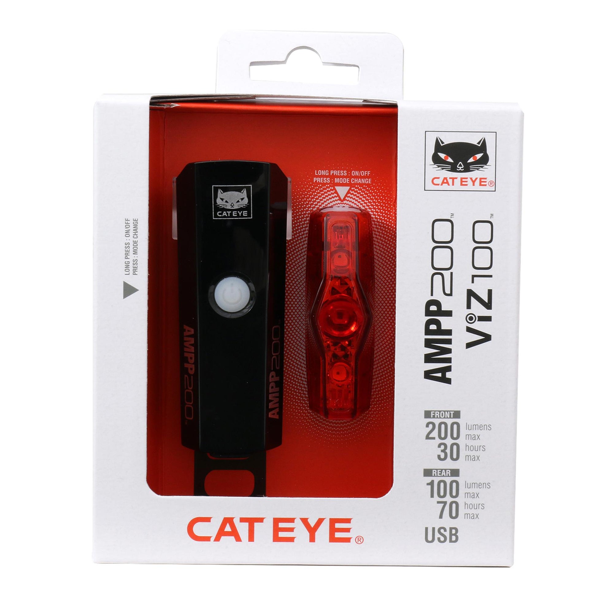 Cateye AMPP 200 II/Viz100 II Bike Light Set: