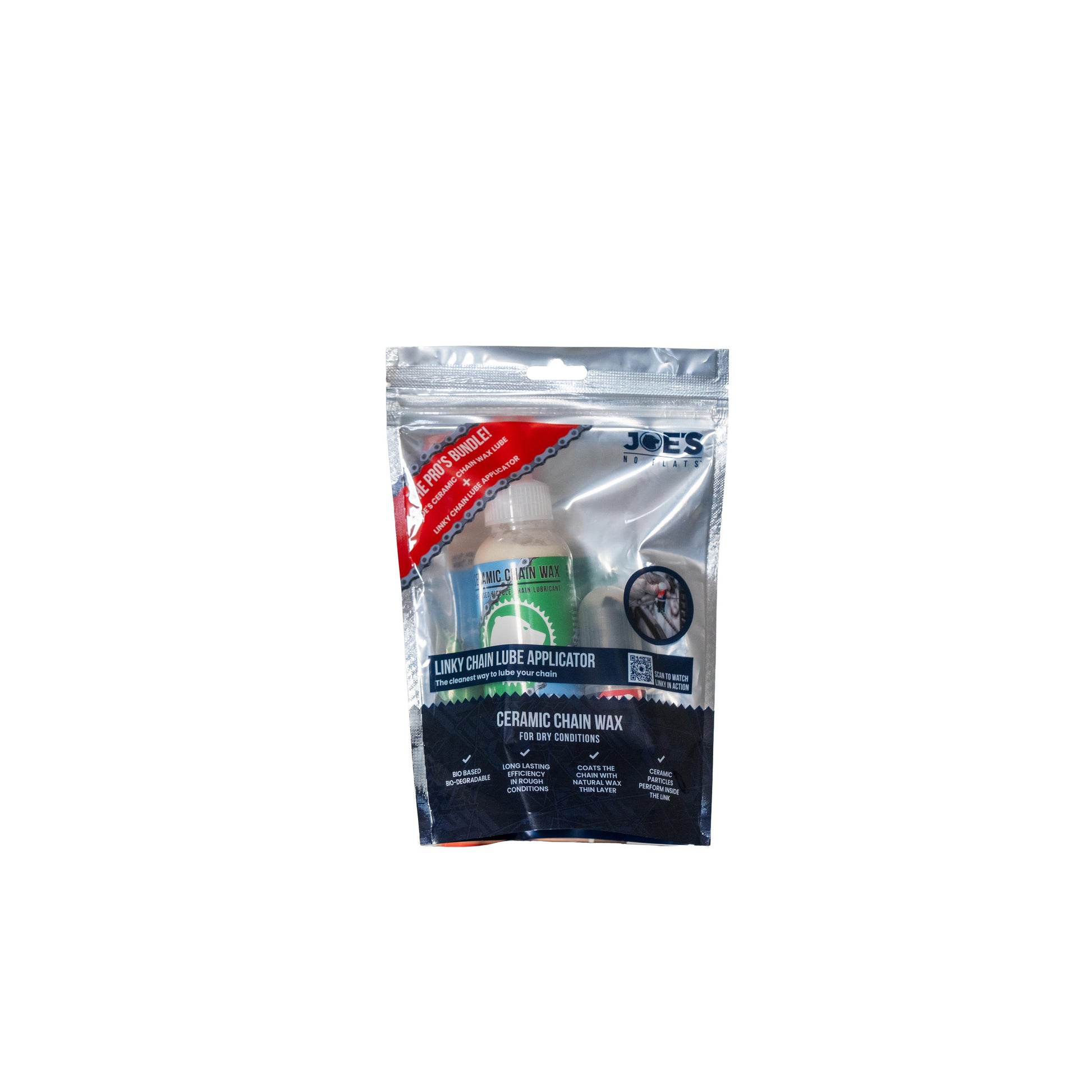Joe's No Flats Ceramic Chain Wax  For Dry Conditions 125ml+ Linky Lube Applicator 15ml: