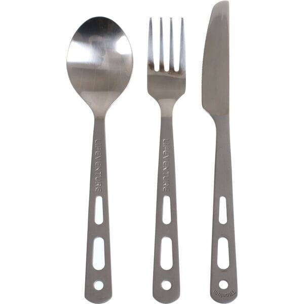 Lifeventure Knife Fork Spoon Set - Titanium