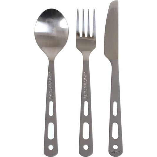 Lifeventure Knife Fork Spoon Set - Titanium