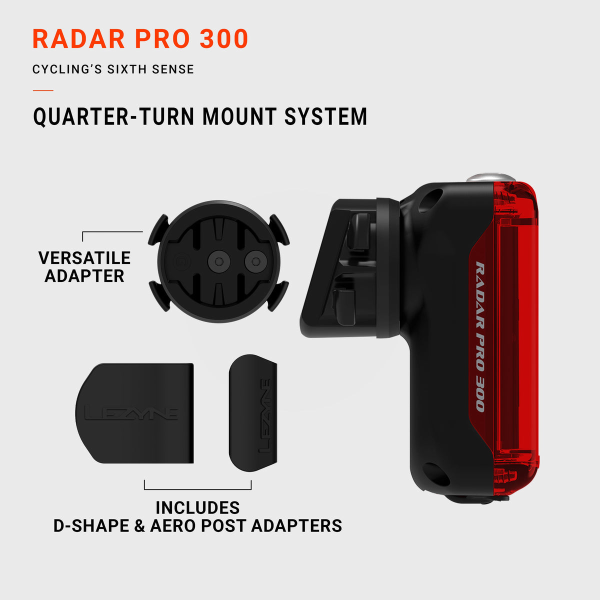 Lezyne Radar Pro 300 LED Rear Light - Black