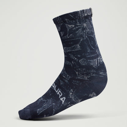 Endura GRID FLORAL LTD PRINT SOCK BLK/BLK - Black