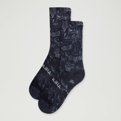 Endura GRID FLORAL LTD PRINT SOCK BLK/BLK - Black