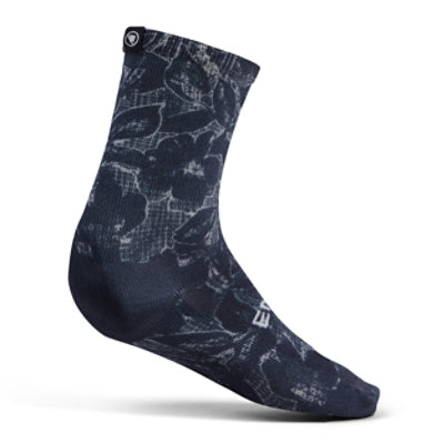 Endura GRID FLORAL LTD PRINT SOCK BLK/BLK - Black