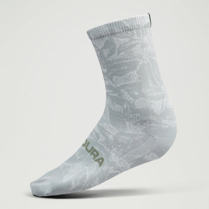 Endura GRID FLORAL LTD PRINT SOCK GRY/GRY - Grey