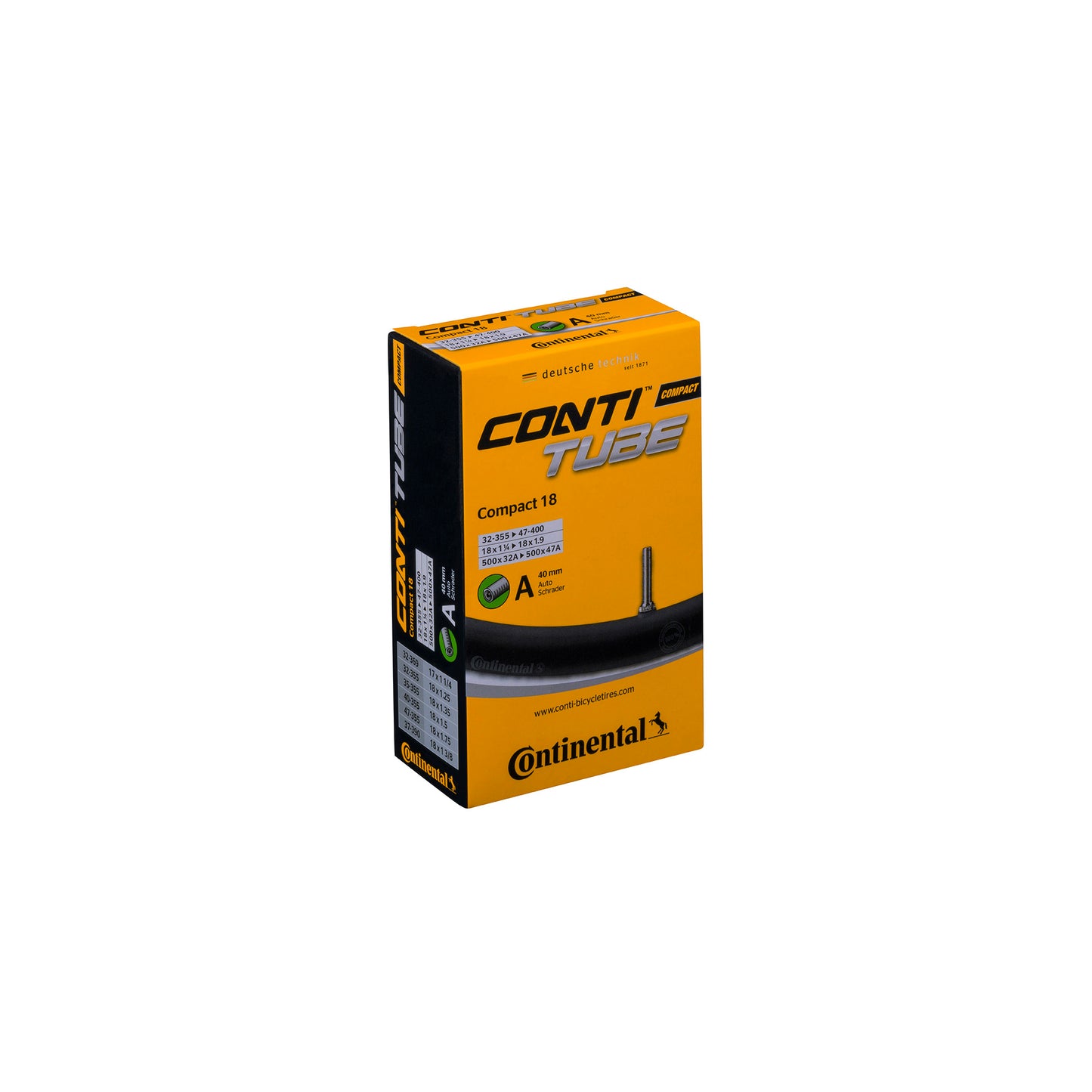 Continental Compact Tube - Schrader 40mm Valve: BLACK