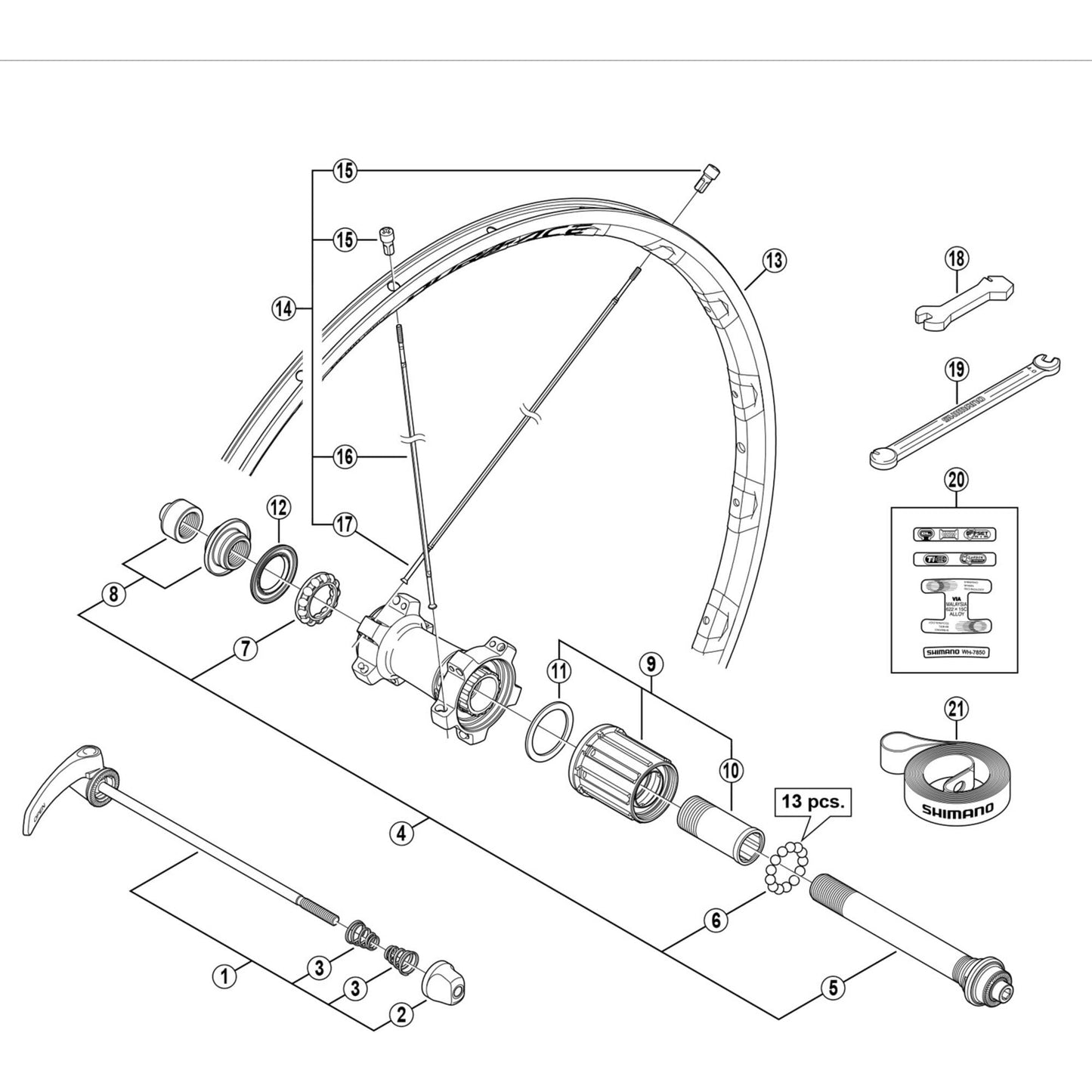 Shimano Spares WH-7850 spoke 302 mm