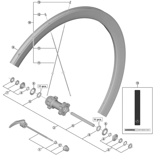Shimano Spares WH-U5000-F Complete quick release, 133 mm