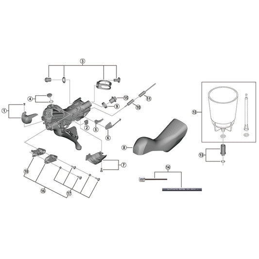 Shimano Spares ST-R9120 right hand name plate R and fixing screw