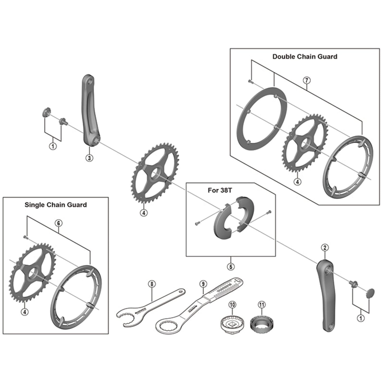 Shimano Spares FC-E5000 right hand crank arm, 165 mm