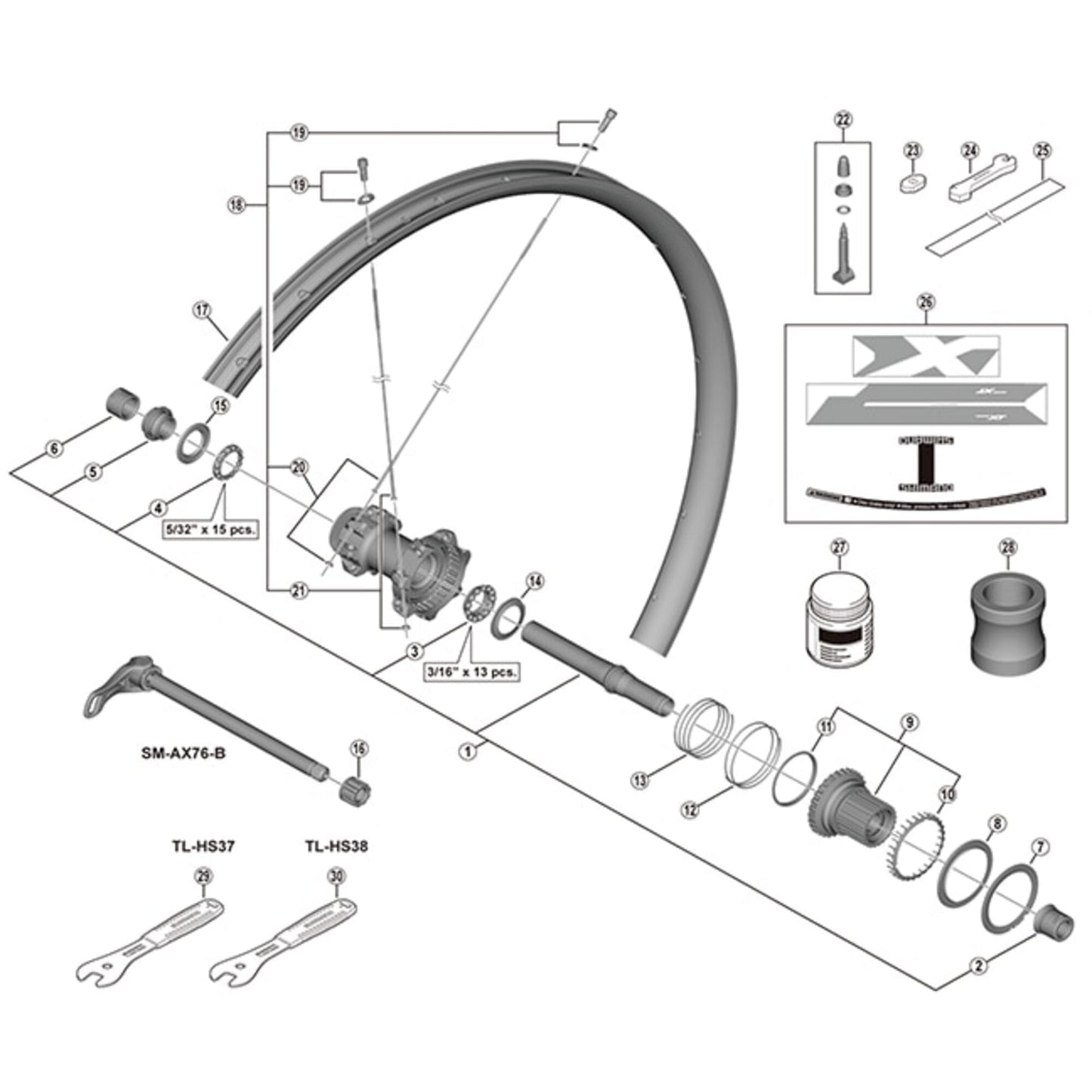 Shimano Spares WH-M8100-TL-F15-B-275 spoke, 283 mm