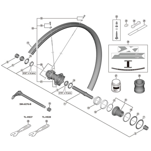 Shimano Spares WH-M8100-TL-F15-B-275 spoke, 283 mm