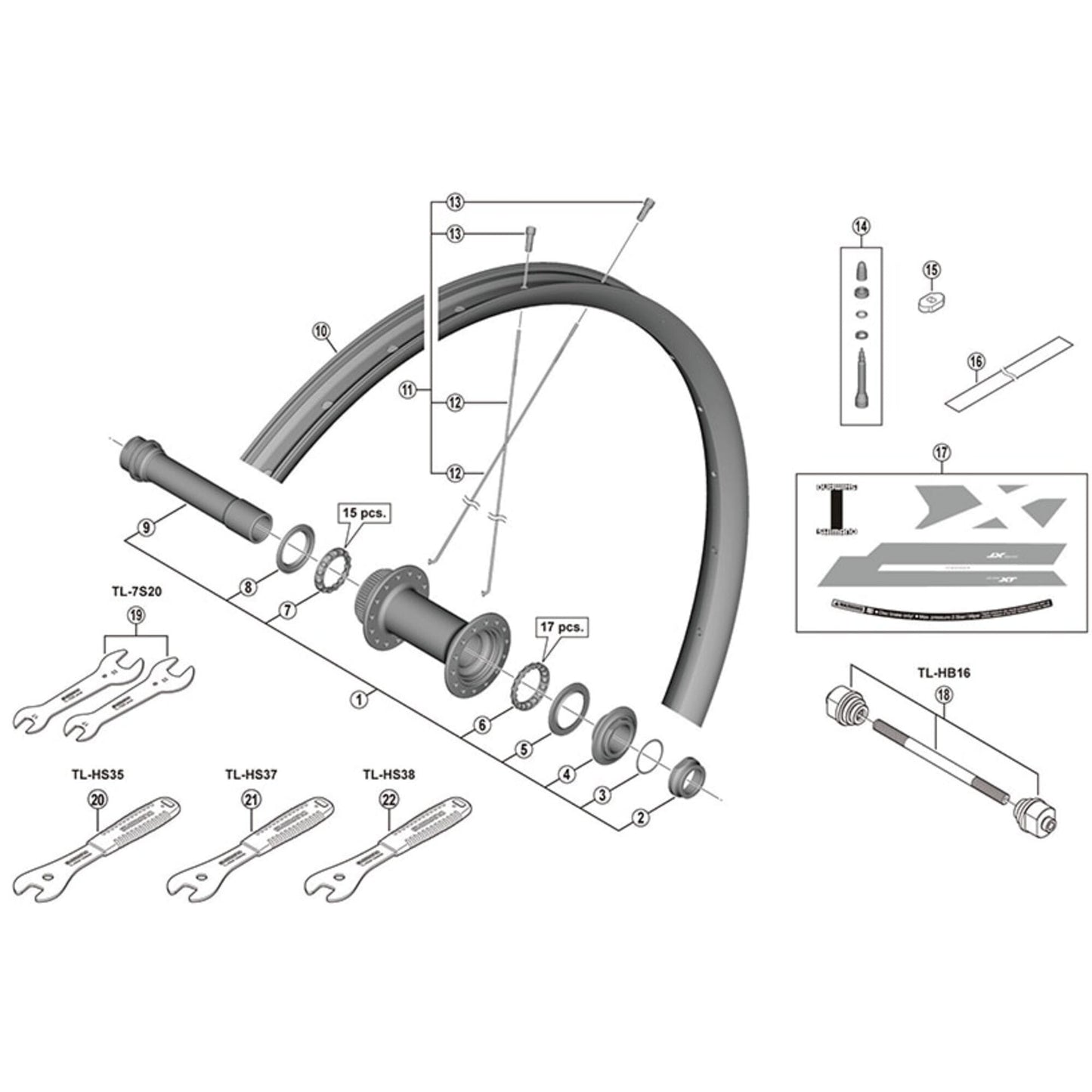 Shimano Spares WH-M8120-TL-F15-B-29 spoke, 293 mm