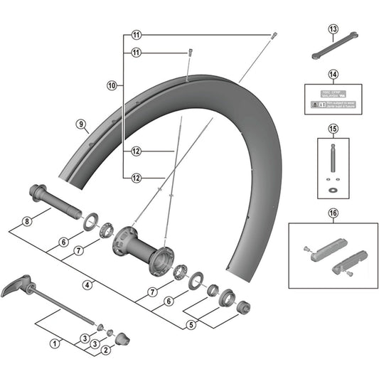 Shimano Spares WH-R9200-C50-TU-F complete quick release, 133 mm