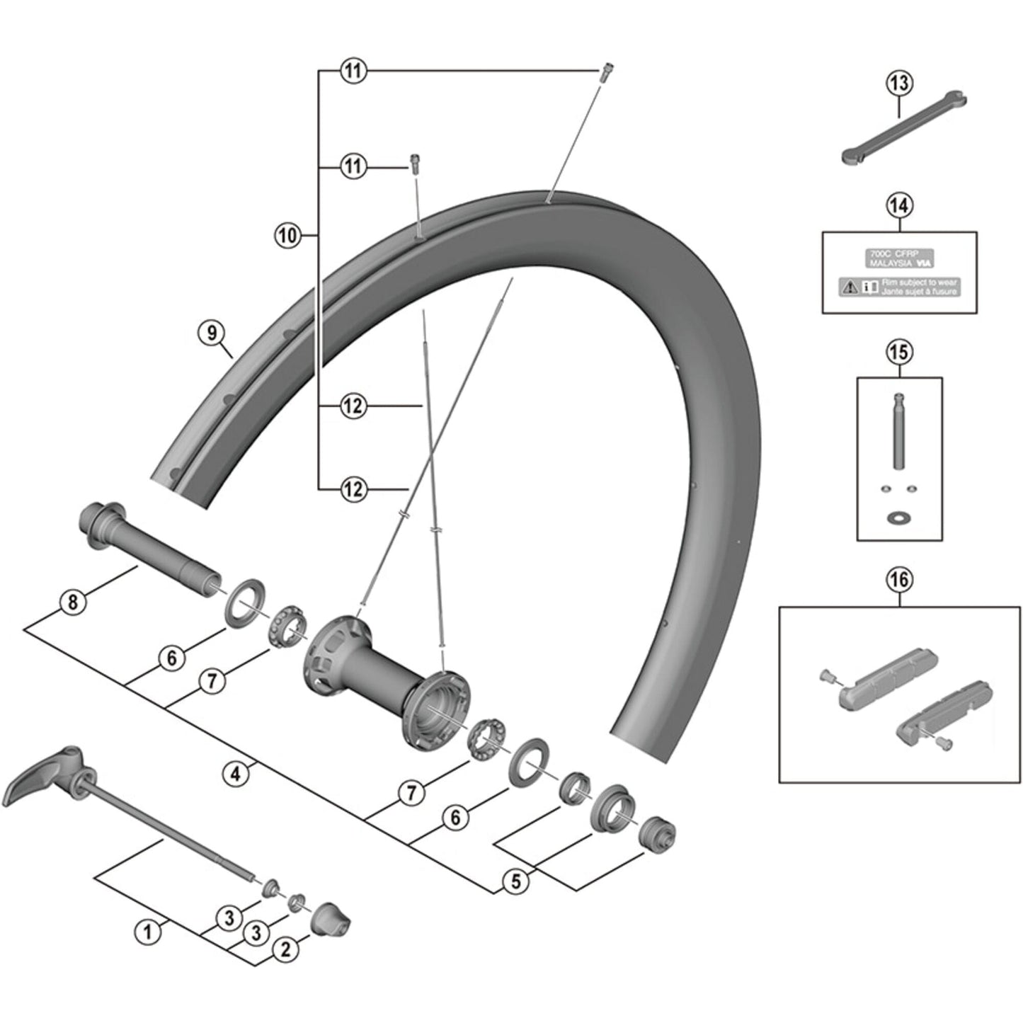 Shimano Spares WH-R9200-C50-TU-F spoke, 261 mm