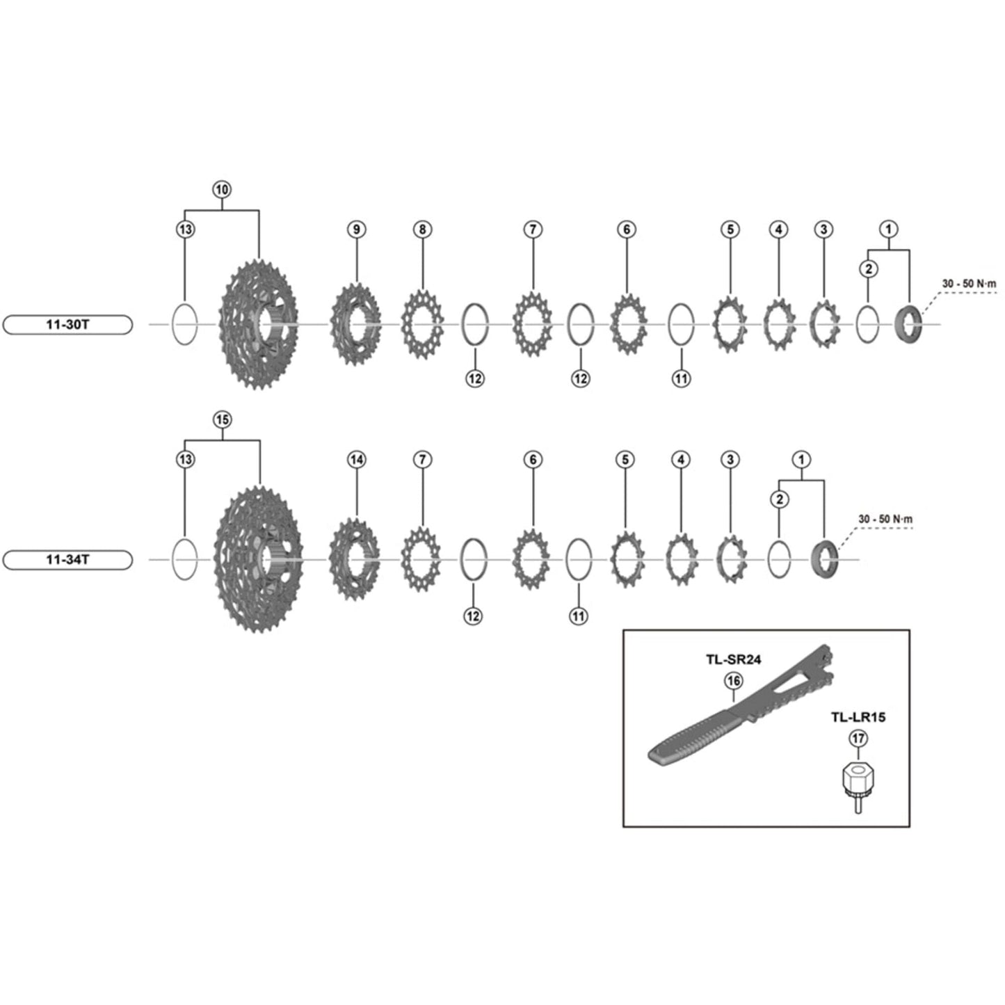 Shimano Spares CS-R9200 sprocket, 13 TD built in spacer type