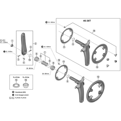 Shimano Dura-Ace FC-R9200 Dura Ace 12 speed outer chainring, 46T-NH