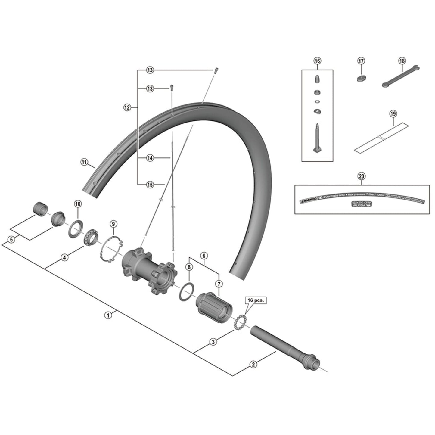 Shimano Spares WH-R8170-C36-TL-R left hand spoke, 267 mm