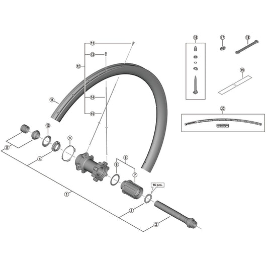 Shimano Spares WH-R8170-C36-TL-R left hand spoke, 267 mm