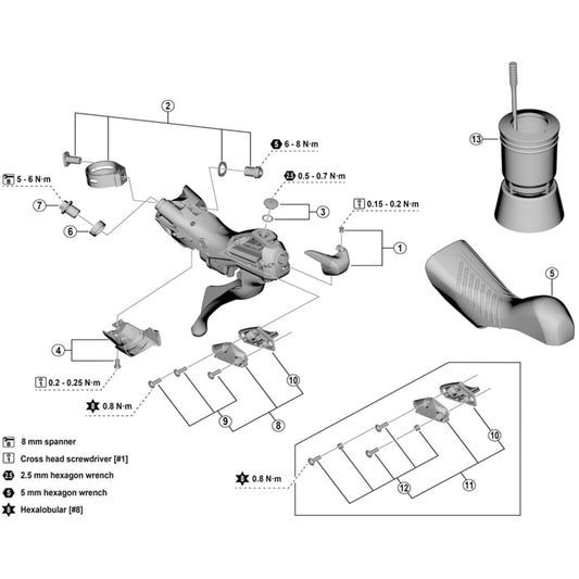 Shimano Spares ST-R7120 left hand lid unit