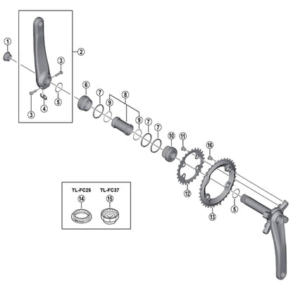 Shimano Spares FC-MT700 left hand crank arm, 170 mm