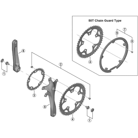 Shimano Spares FC-RS200 crank arm fixing bolt and cap