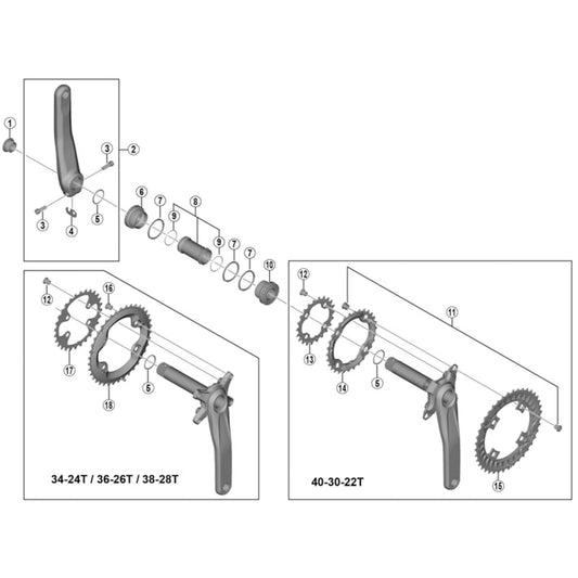Shimano Spares FC-M6000 gear fixing bolt and nut, M8 x 8.5 mm, pack of 4