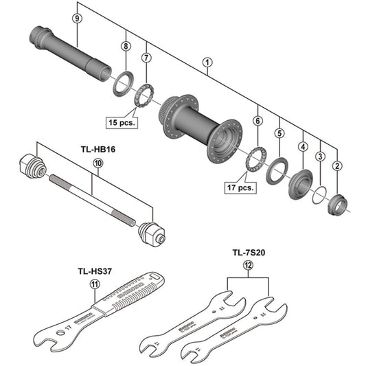 Shimano Spares HB-M8010 hub axle unit