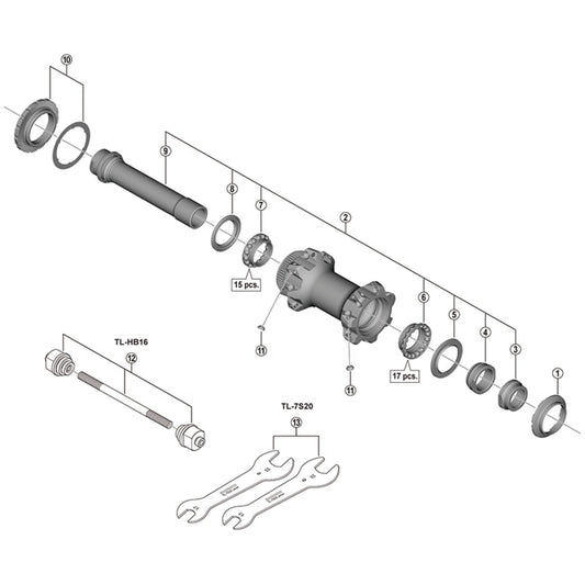 Shimano Spares HB-M9110 right hand ball retainer, 5/32 x 17 mm
