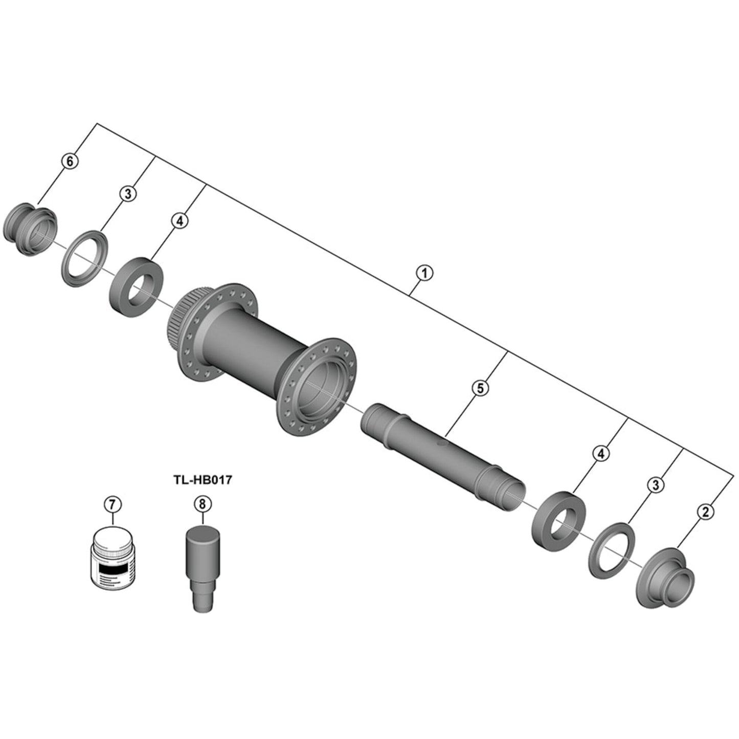 Shimano Spares HB-M8210-B complete hub axle