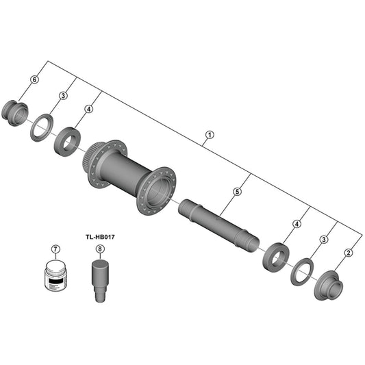 Shimano Spares HB-M8210-B complete hub axle