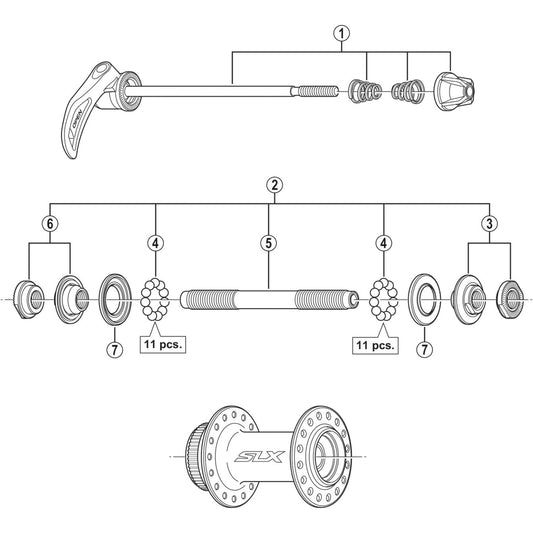 Shimano Spares HB-M675 complete hub axle 108 mm