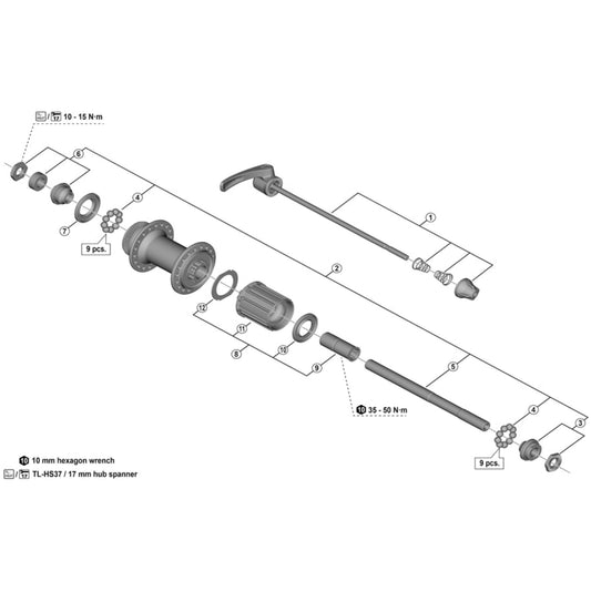 Shimano Spares FH-T610 complete quick release, 168 mm