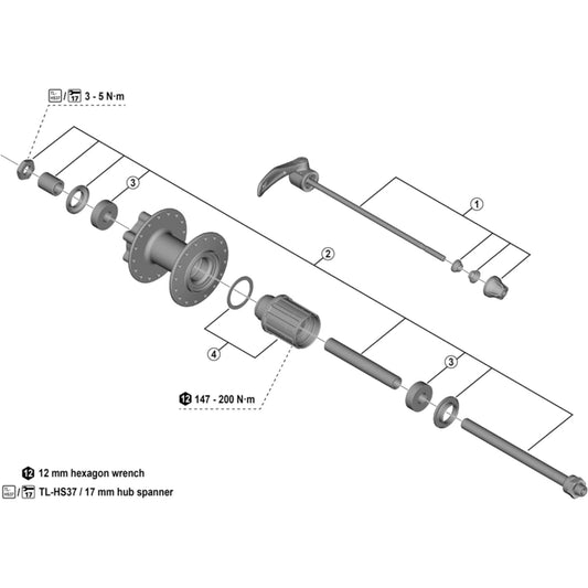 Shimano Spares FH-M4050 complete quick release, 173 mm