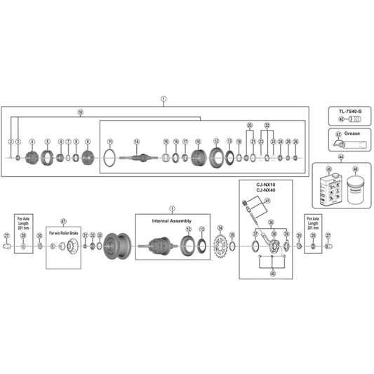 Shimano Spares SG-7R46 driver unit with right hand cone seal