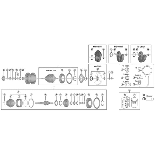 Shimano Spares SG-S7051-8 Internal assembly, 187 mm