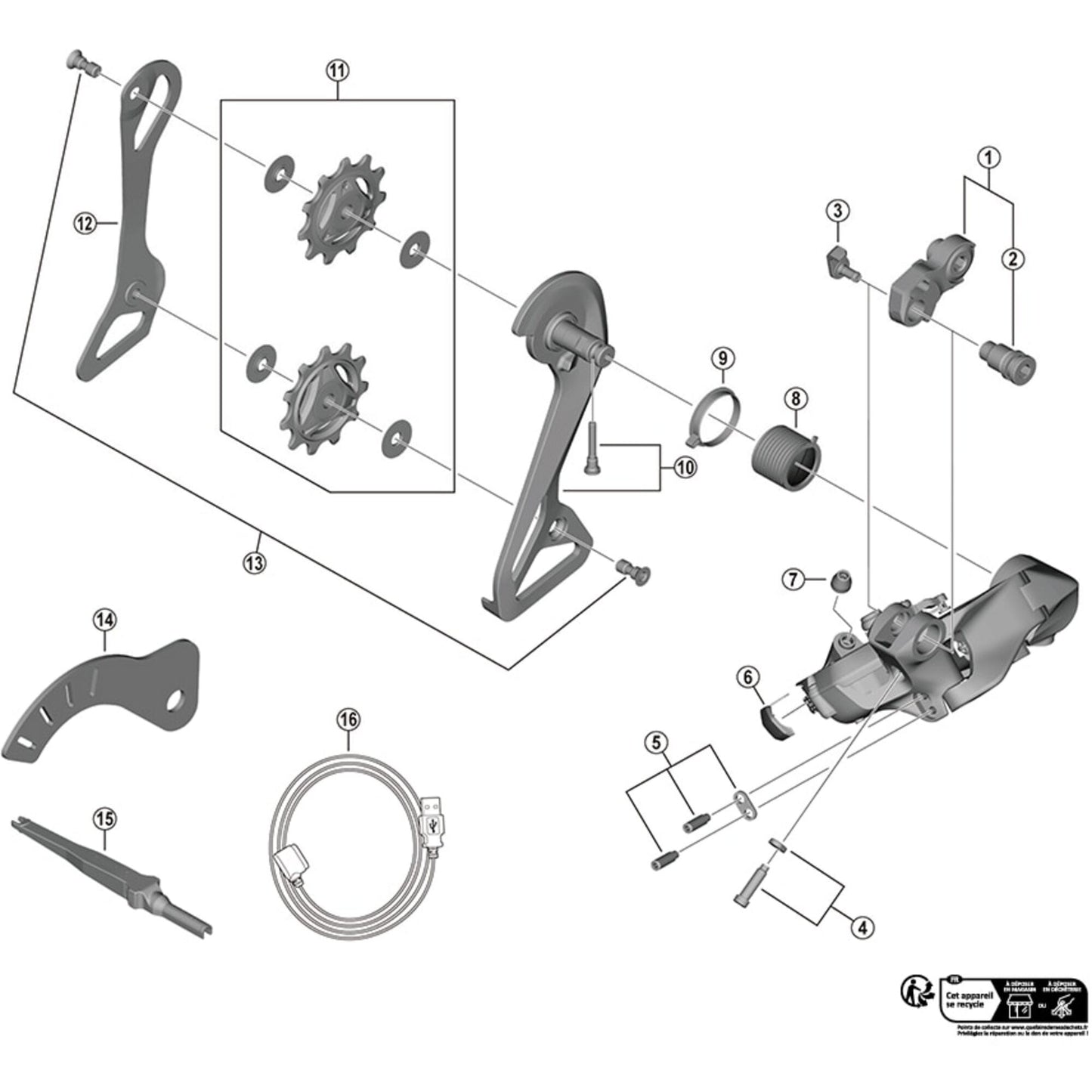 Shimano Spares RD-R9250 B-axle 2 for direct mount type
