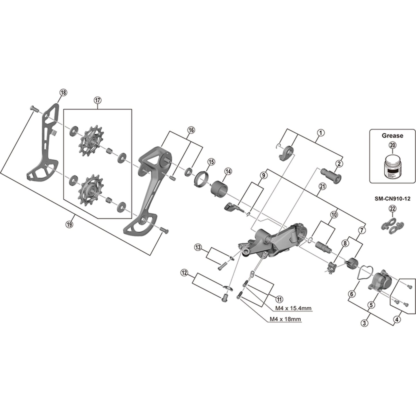 Shimano Spares RD-M6100 bracket axle unit