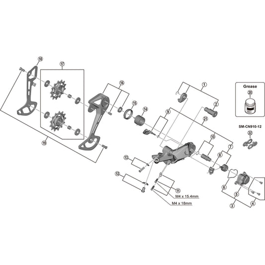 Shimano Spares RD-M6100 bracket axle unit