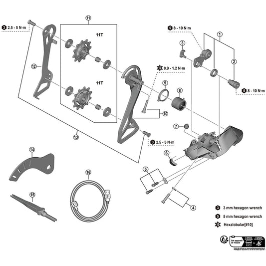Shimano Spares RD-R7150 stroke adjustment bolt & plate