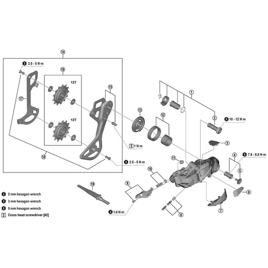 Shimano Spares RD-M9250 outer link plate unit, GS