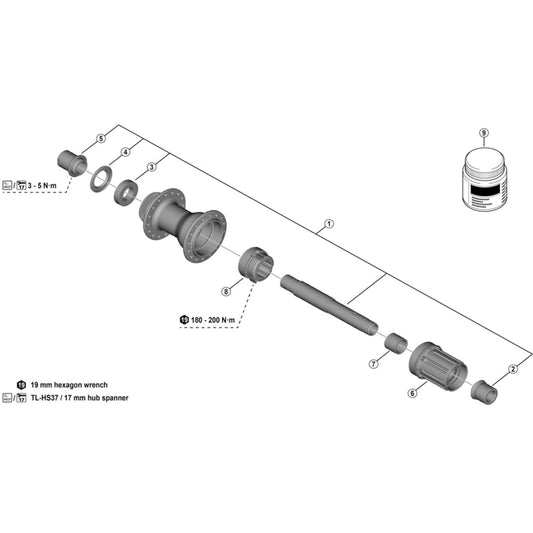 Shimano Spares FH-TC500-HL complete axle