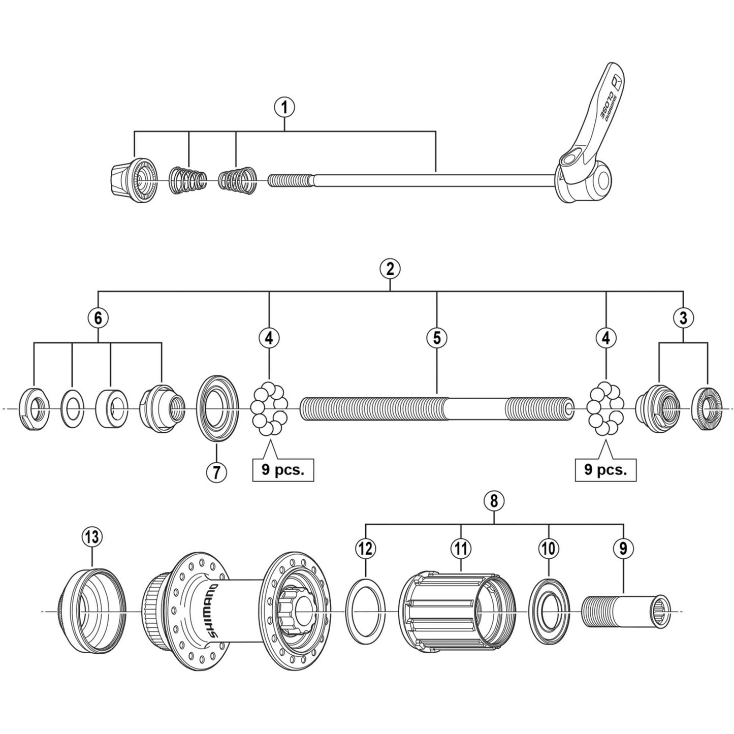 Shimano Spares FH-M629 left hand lock nut unit