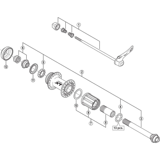 Shimano Spares FH-M785 complete quick release, 168 mm