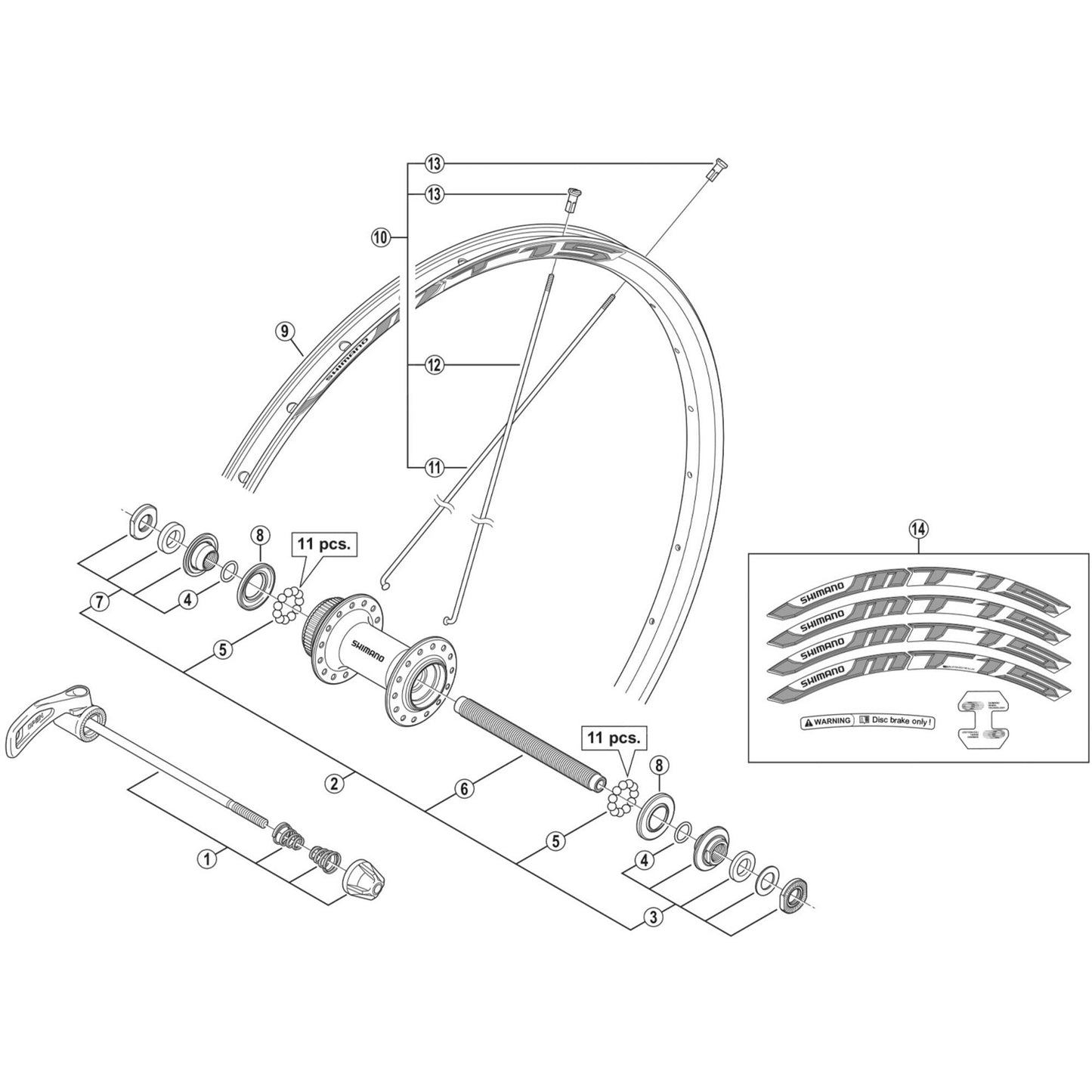Shimano Spares WH-MT15-A-F-29 left hand spoke, 287.5 mm