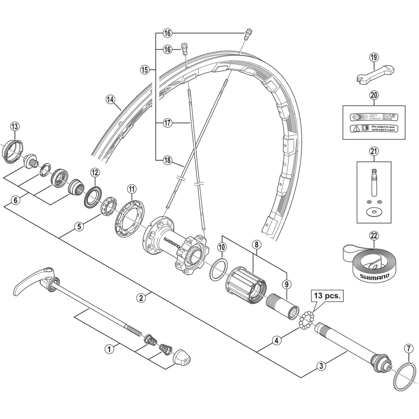 Shimano Spares WH-RS81-C35-CL-R left hand spoke, 270 mm